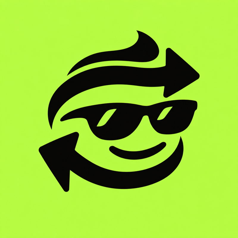 MemeSwap mark: swap arrows around a smiling face in sunglasses on a volt square